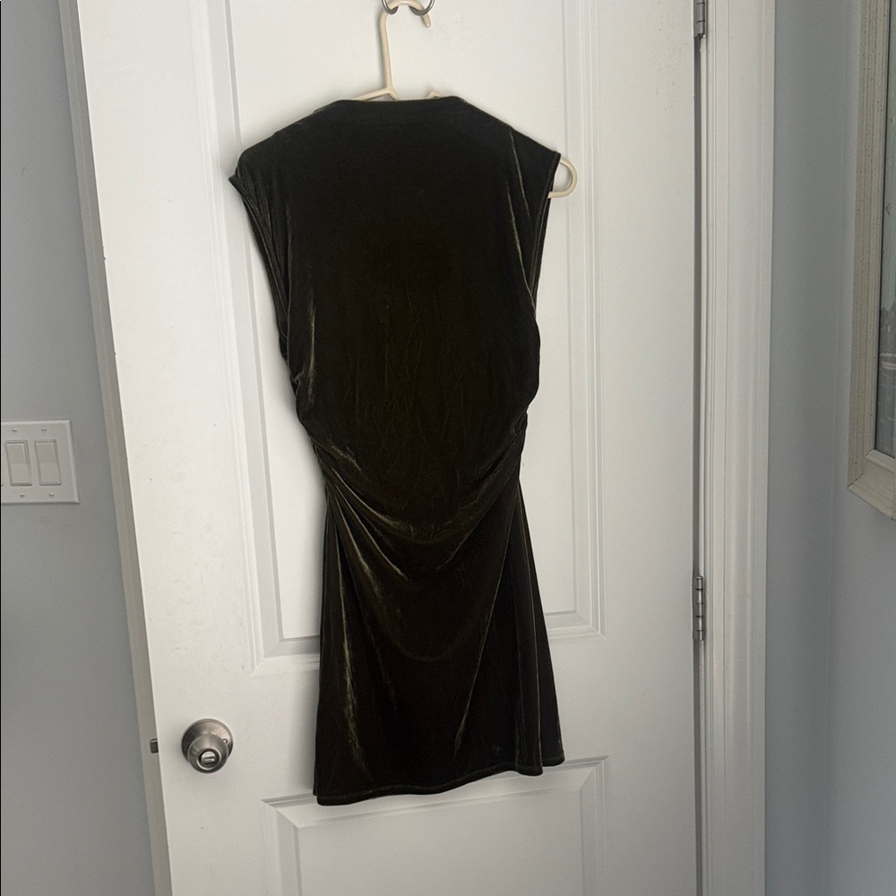 Reformation Velvet Midi Dress in Rich Olive